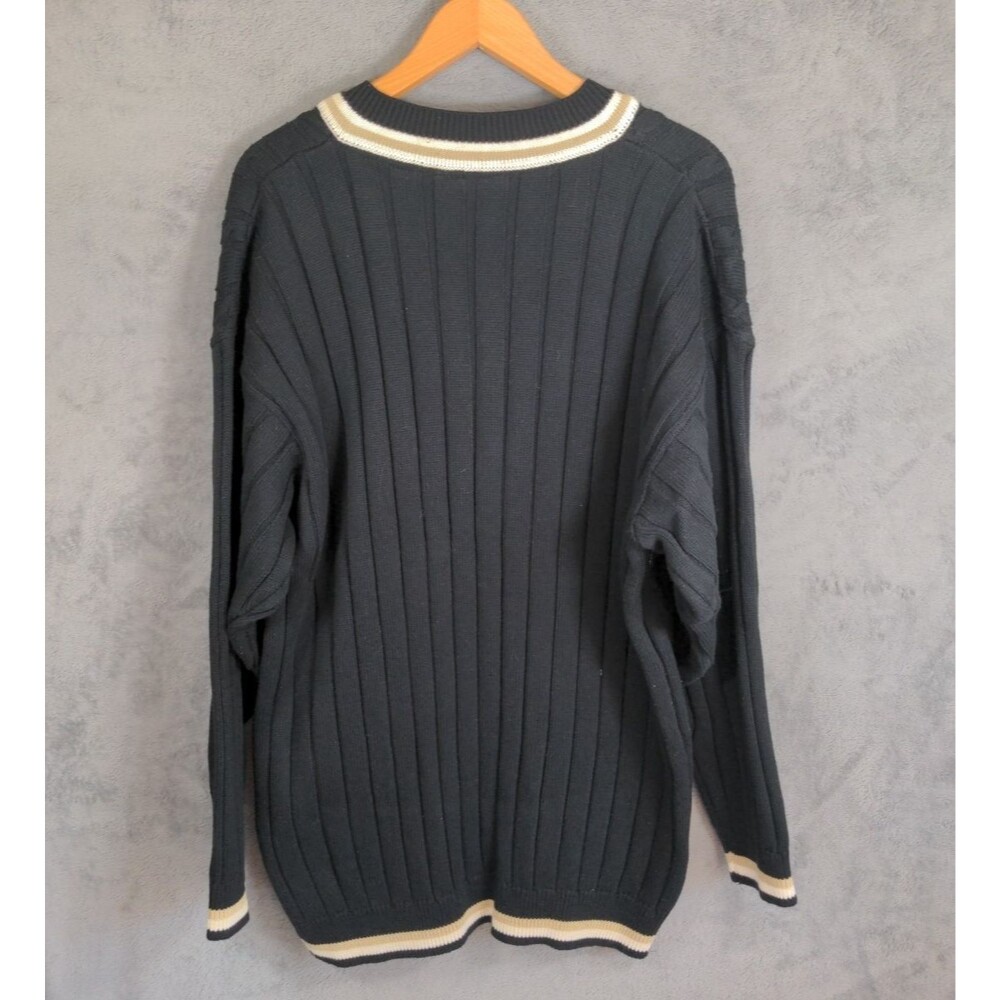 Vintage Y2K FUBU Cable Knit Sweater Men's XL Black Long Sleeve Pullover Preppy - Picture 4 of 6